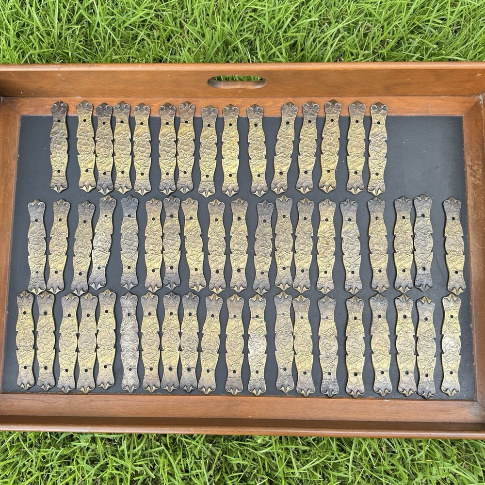 Lot of 54 VTG Amrock 176A-1 Brass Drawer Backplates 3"‎ Ctrs RD 1971 Pat D219425